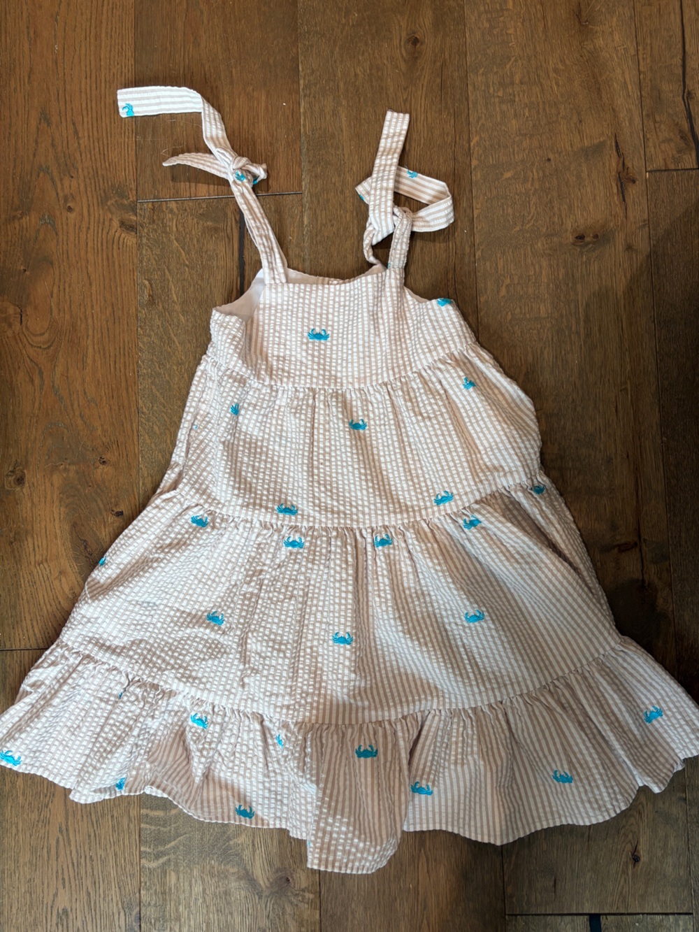 Kelly's Kids Pink and White Striped Dress with Blue Logo Tag